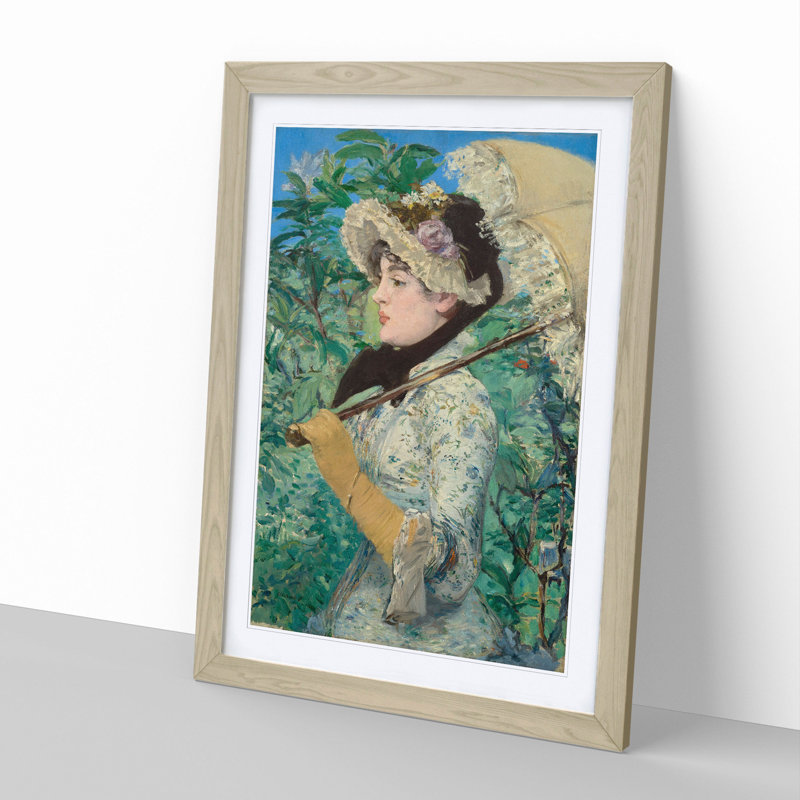 Jeanne Spring by Edouard Manet - Picture Frame Painting, 48cm H x 36cm W x 2cm D, Oak