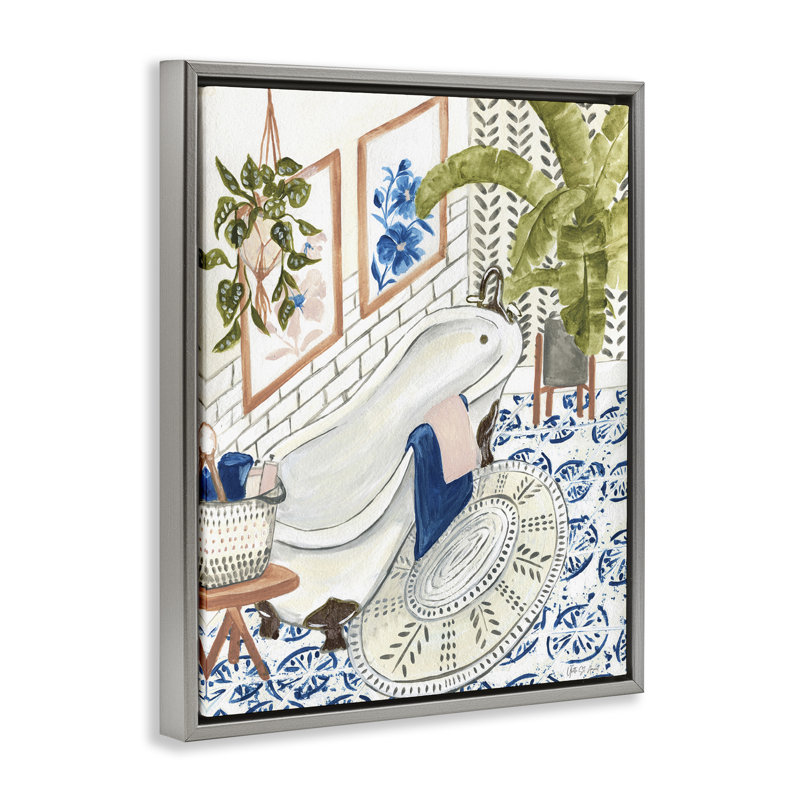 «Boho Chic Bathaign Brown», encadrée par Floater, Cadre flottant gris lustré, H 21 po x l 17 po