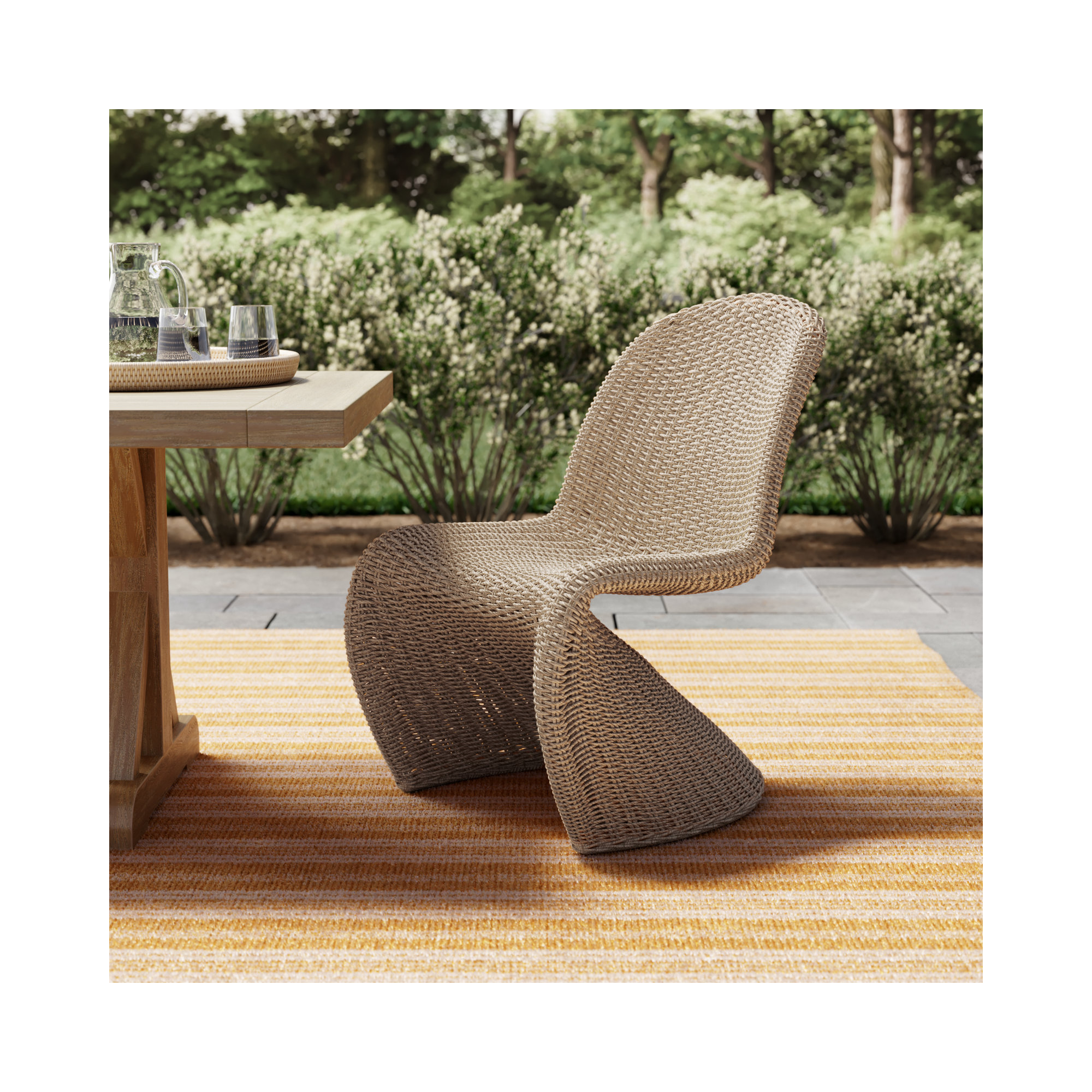 Daughtery Wicker Dining Side Chair, Vintage White