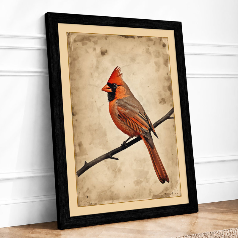 Cardinal In Profile Vintage - Print, Black, A4 - 29.7 x 21.0 cm