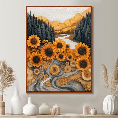 Drae Autrum Sunflowers Field Into The Woods III - Tournesols, reproductions encadrées