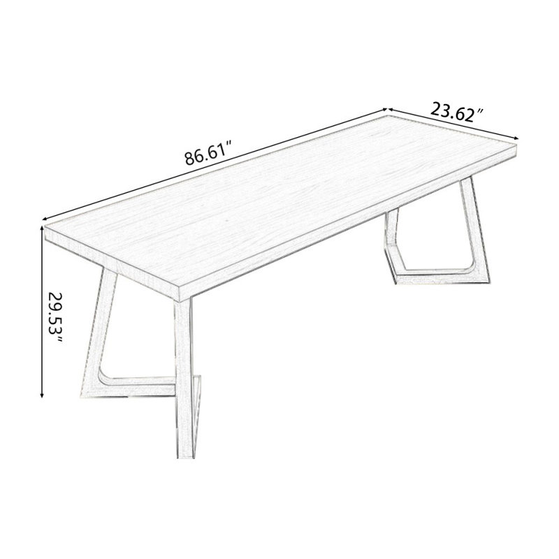 Bureaux rectangulaires en bois massif brun, H 29,53 po x l 86,61 po x P 23,62 po