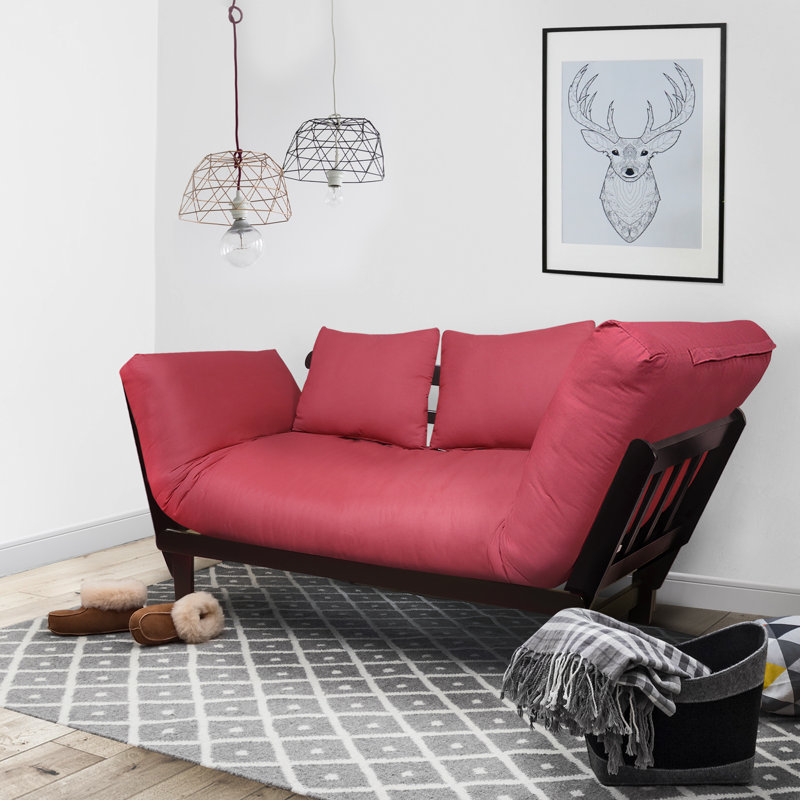 Canapé-lit Casual, Polyester rouge, Espresso