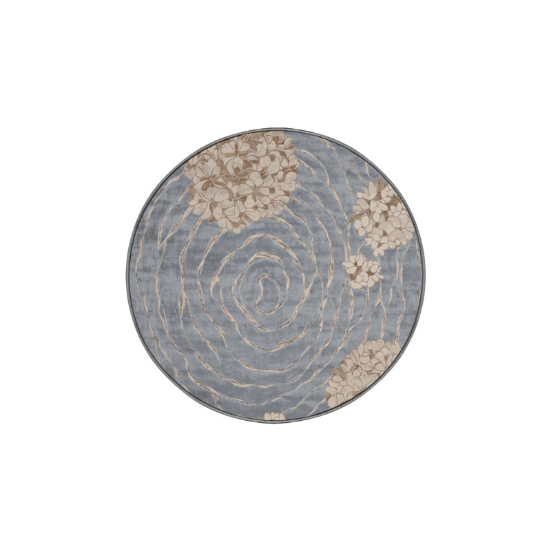 Machine Washable Gray Area Rug, Round 3'