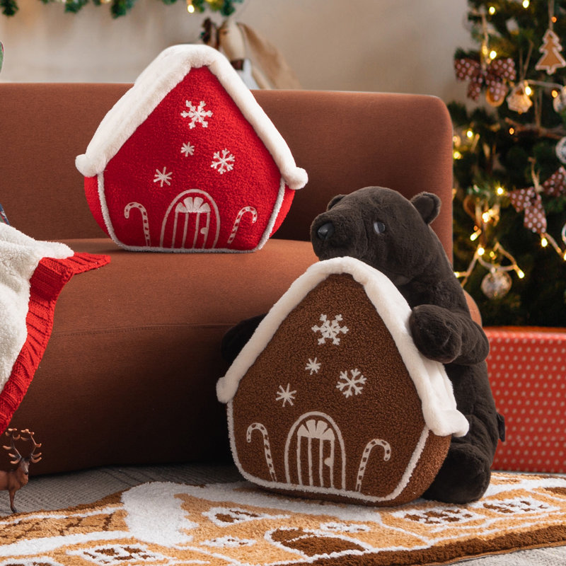 Coussin Phantoscope Gingerbread House Merry Christmas pour canapé-lit voiture, 12 po, café foncé, paquet de 1