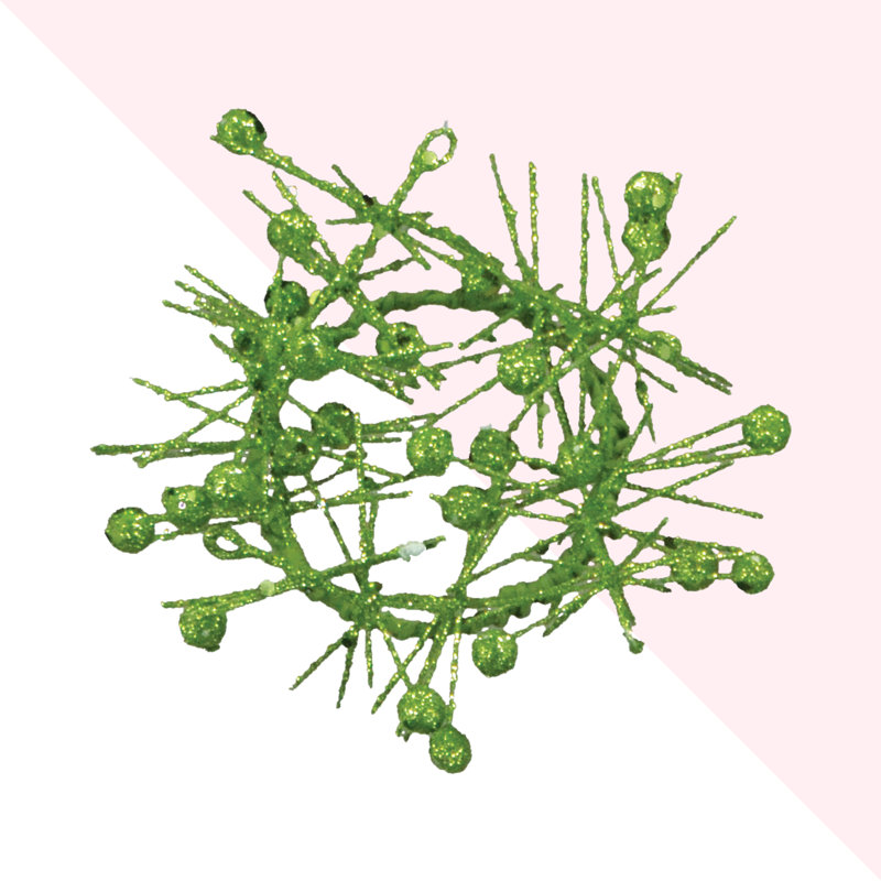 Couronne perlée, Vert, H 4,5 po x l 4,5 po