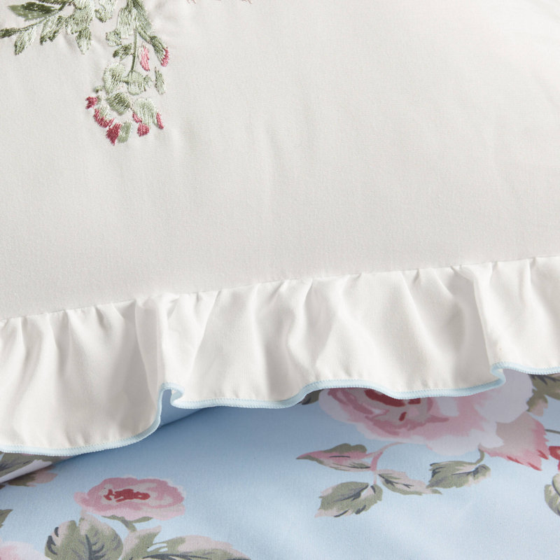 Ensemble de literie à fleurs bleues, couette en microfibre pour lit double et queen, style champêtre