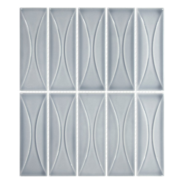 10.2" x 11.8" Glazed 3D Eye Deco Recycled Glass Wall Mosaic Tile