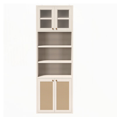Tall Kitchen Pantry Storage Cabinet, 71 Inch Tall And 15.8 Inch Deep Modern Cupboard With Open Shelf and Enclosed Storage, Freestanding Anti-Tip Organizer For Kitchen