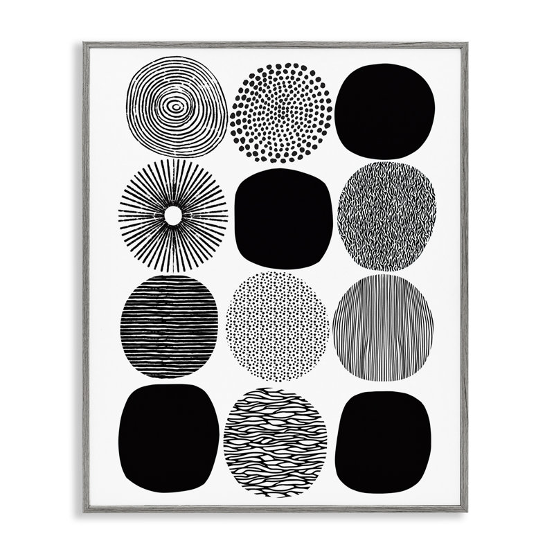 «Black & White» à motif de cercles, estampe numérique par Lisa Nohren, Estampe numérique Farmhouse, H 20 po x l 16 po