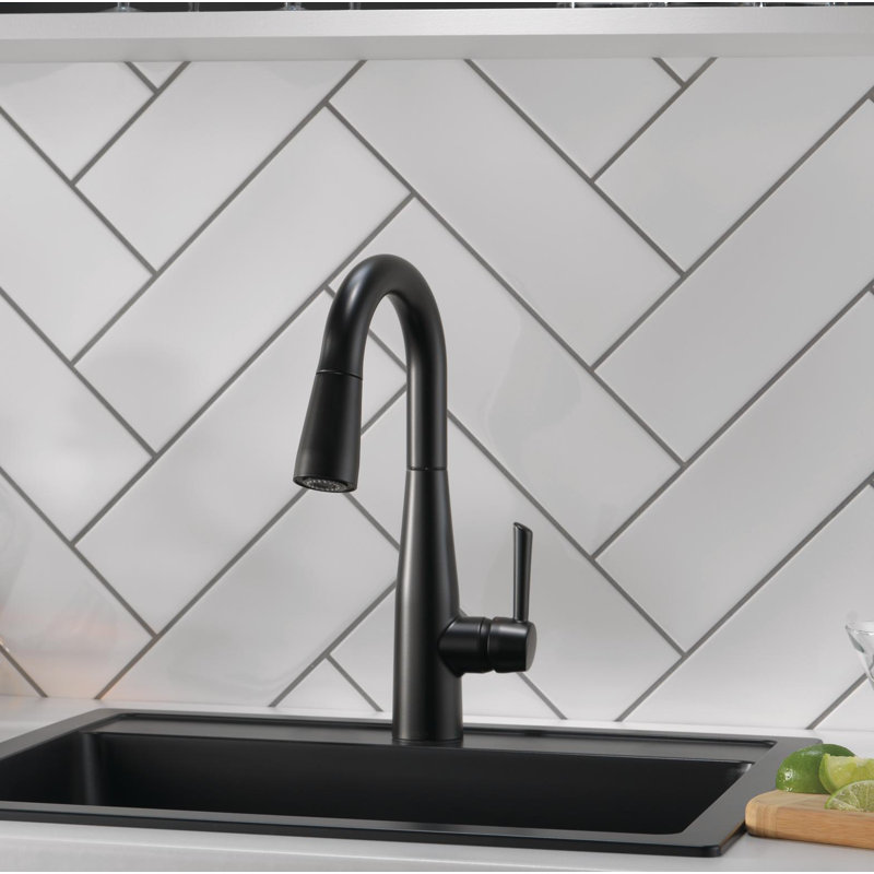 Robinet de lavabo de bar noir mat avec douchette extractible Essa, Noir mat