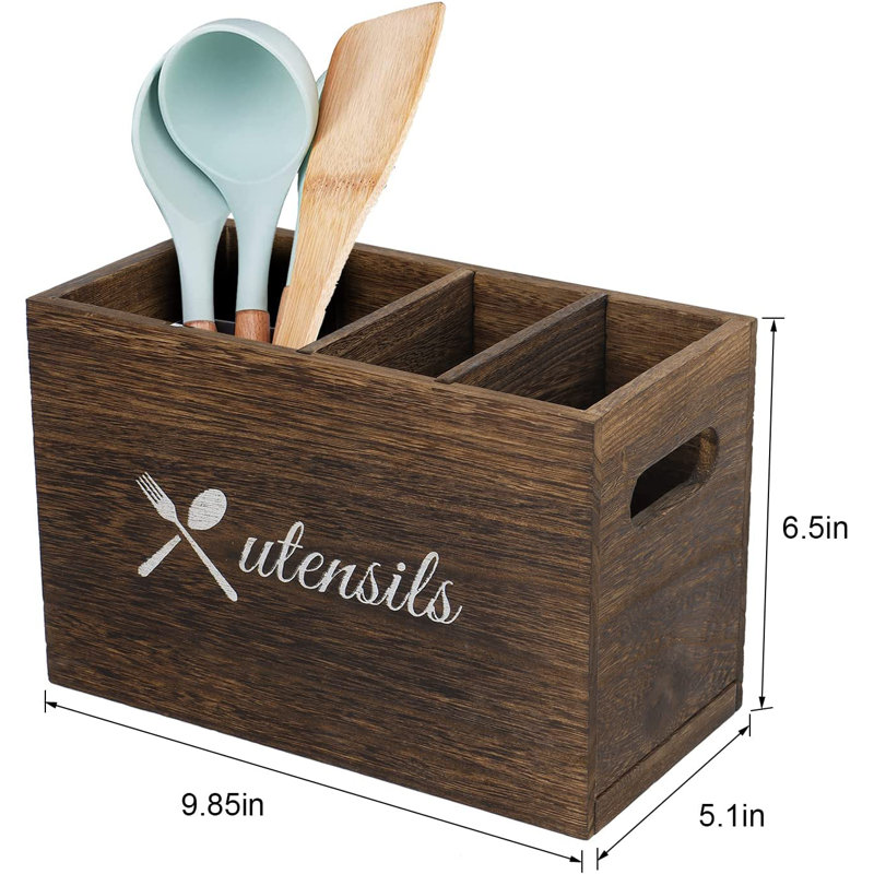 Wood Rectangle Flatware Caddy