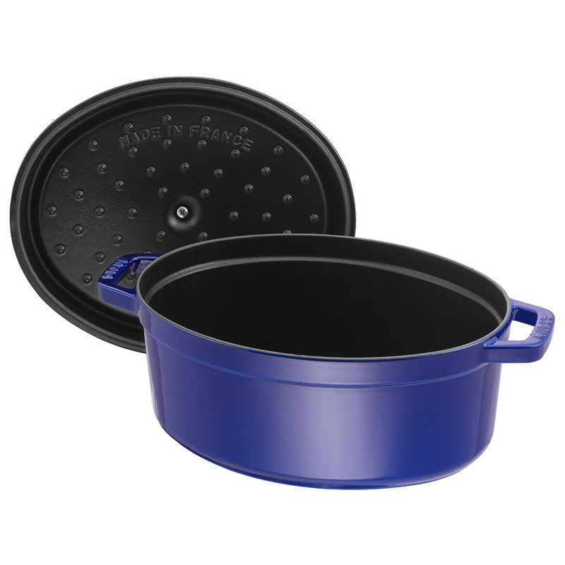 Staub Cast Iron Oval Cocotte, Dark Blue, 5.75 qt