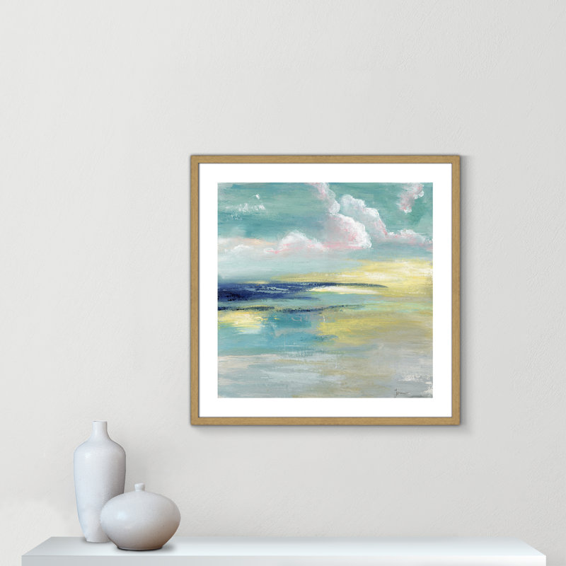 «Bertie Ocean View» par Tava Studios - reproduction d'art, Toile avec cadre en bois beige