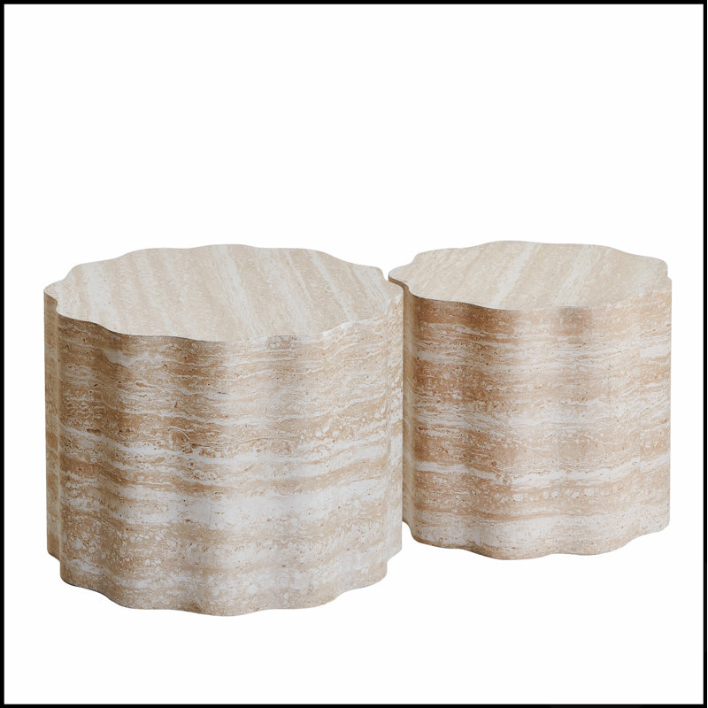 Ensemble de 2 tables basses rondes à motif de faux Mars, design minimaliste moderne pour le salon et les espaces de bureau