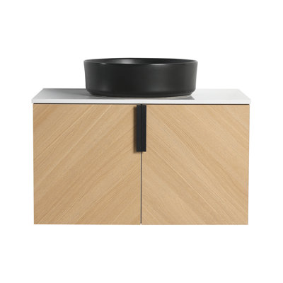 Meuble-lavabo de 30 po avec lavabo d'art en céramique et dalle de pierre artificielle