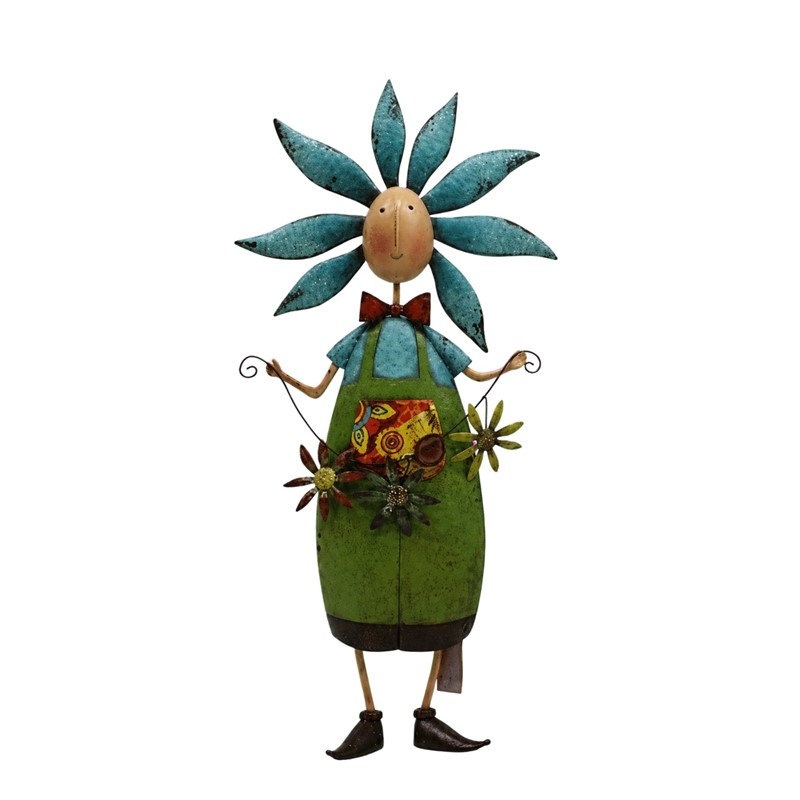 Figurine de jardin fantaisiste en métal de 34,25 pouces de haut représentant un gentleman fleuri « Dandy »