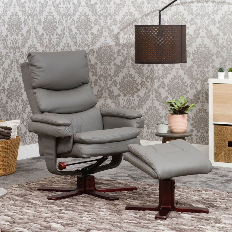 74cm Wide Faux Leather Swivel Ergonomic Recliner
