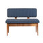 Banc moderne avec rangement, noyer et bleu foncé, 43,3 po x 33,5 po x 15,7 po Modern | 100% panneau de particules enduit de mélamine et tissu 100% lin | Pieds de charme, design élégant et fonctionnel, parfait pour le vestibule ou le salon, hauteur du siège: 18,9 pouces