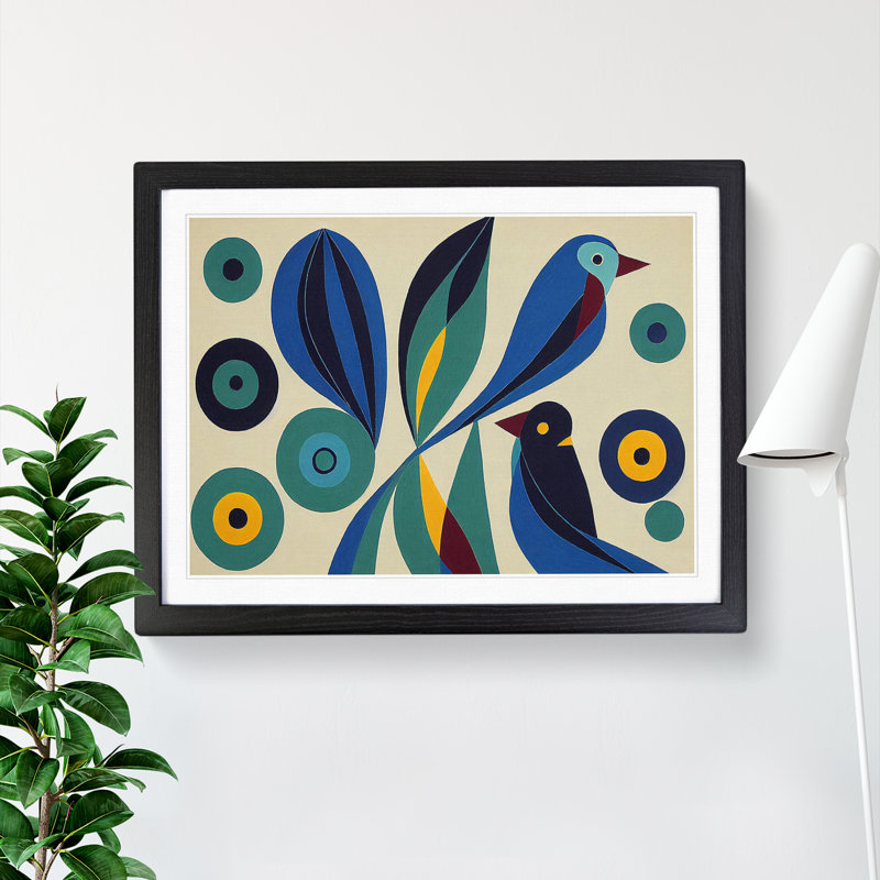 XH1022-8628X Super Abstract Birds - Single Picture Frame Print, 46cm H x 64cm W x 2cm D, Black Framed