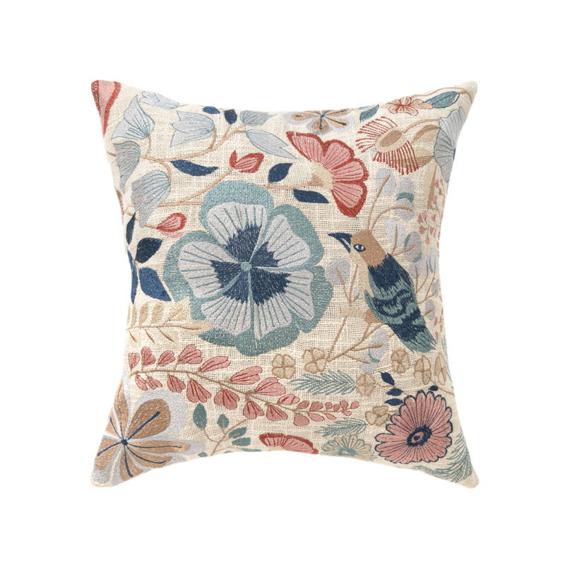 Housse de coussin en coton tissé à la main Flint, Housse de coussin seulement - sans coussin, Bleu / rouge / beige / ivoire