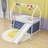 Twin Metal House Loft Bed With Slide And Playful Accessories-193863691