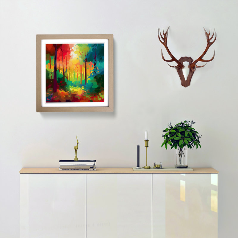 1 Piece Single Picture Frame Wall Art, Oak