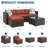 5-Piece PE Rattan Outdoor Sectional with Ottoman & Glass Table, Brown/Wine Red-1659509590-1659509589