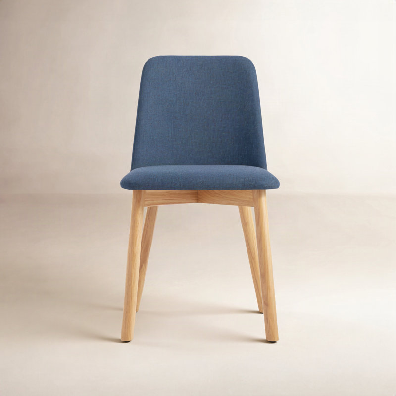 Chip 18'' H Upholstered Side Chair, Walnut, Slate Genuine Leather