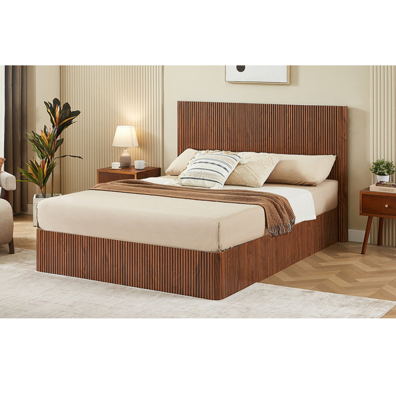 Cadre de lit de rangement grand format, Noyer