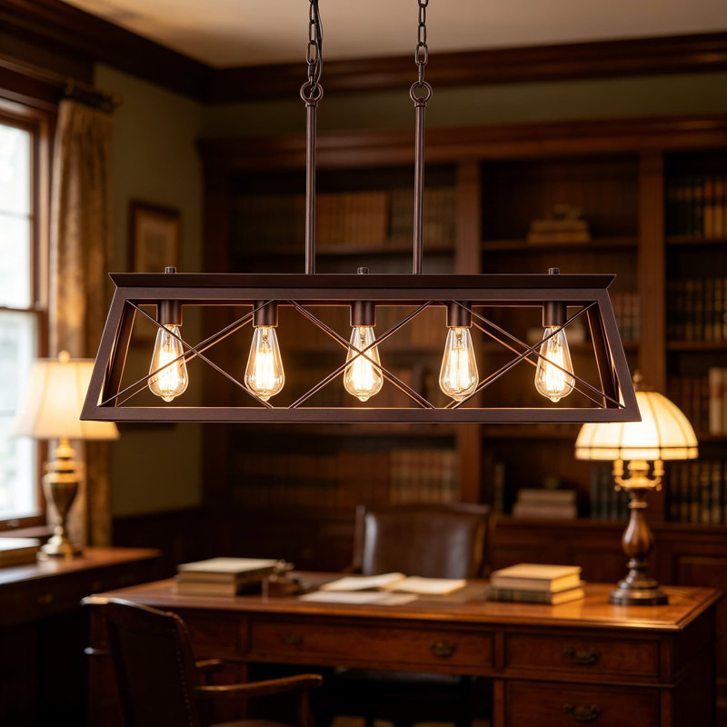Luminaire suspendu pour îlot de cuisine 5 lumières Farmhouse Linear