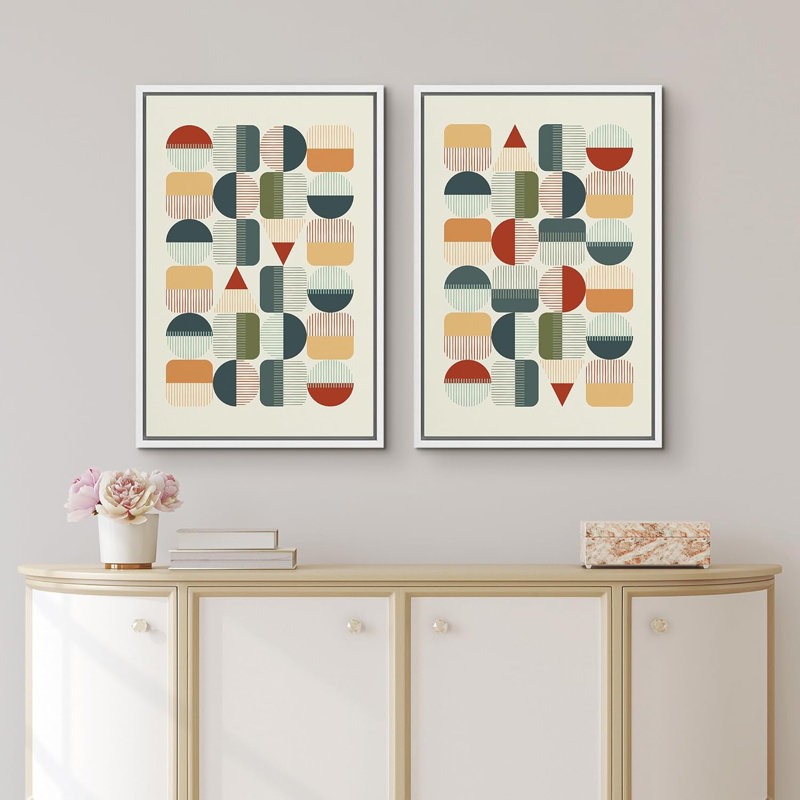 Illustration de style Mid-Century Mid-Century, Blanc, H 36 po x l 48 po