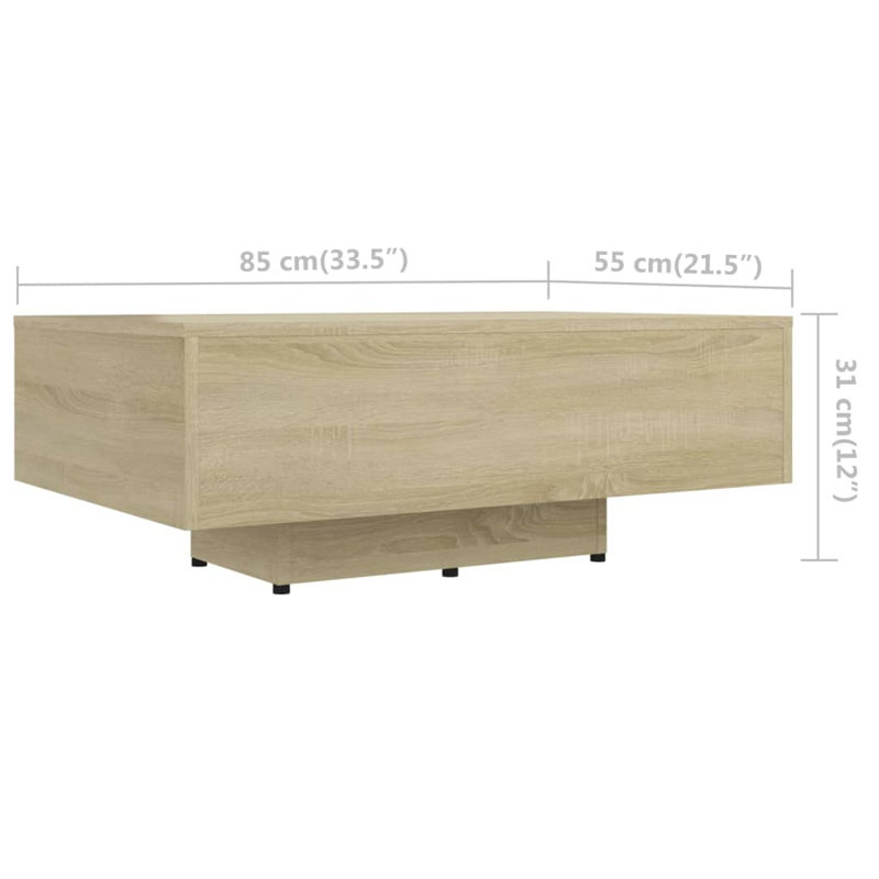 Coffee Table Engineered Wood Accent Side Sofa End Table Multi Colours, Oak, 33.5" x 21.6" x 12.2"