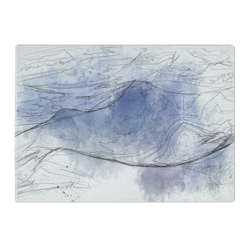 Tempered Glass Purple & Blue Mountain Tops Chopping Board, 20 cm x 28.5 cm