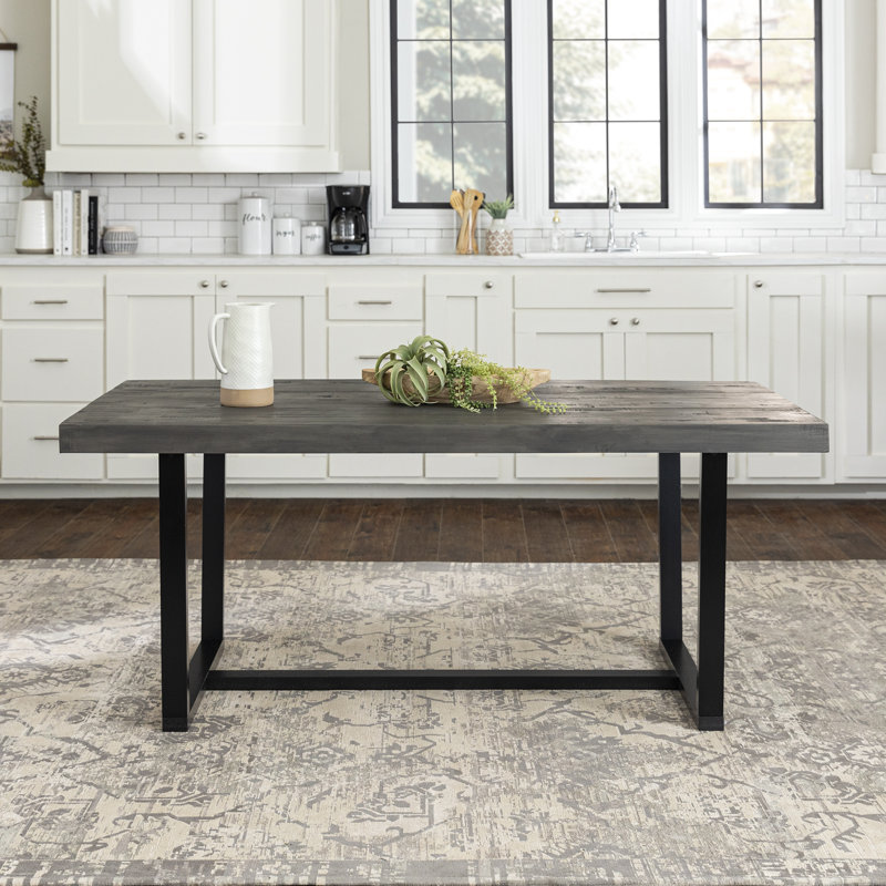 Amarapal Pine Solid Wood Dining Table, Gray, 30" H x 72" L x 36" W