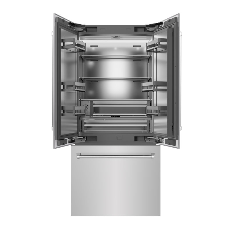 ZLINE 36 in. French Door Built-In Refrigerator in DuraSnow Steel with Stainless Steel Interior, Stainless Steel