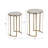 Sanches Round Marble Top Nesting End Tables with Gold Iron Metal Frame - Modern Side Tables for Living Room, Bedroom, Office or Entryway - White & Gold