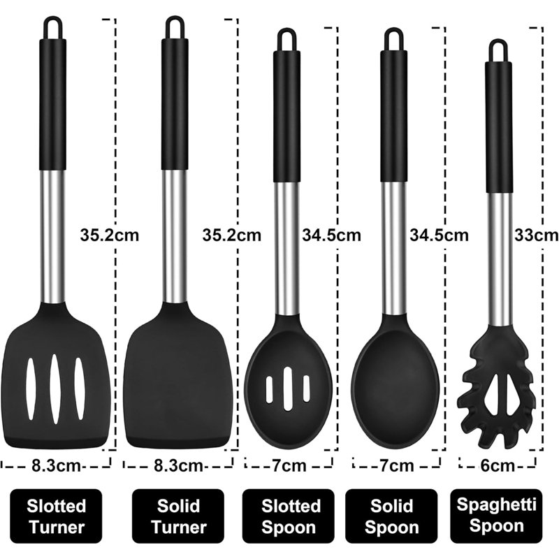 LIFEWITA 5 Utensil Set, Black