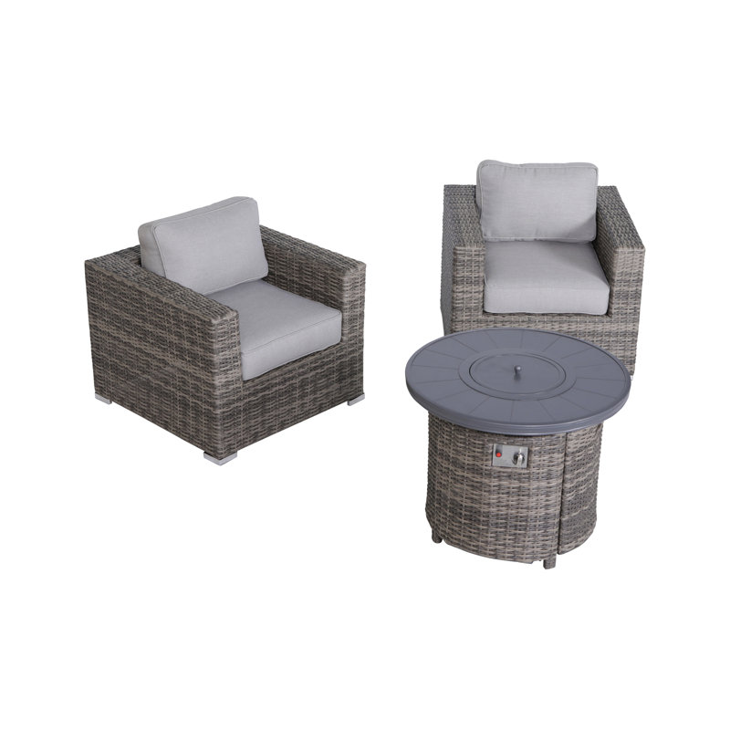 Biles Grey Fully Assembled 3 Piece Sectional Seating Group With Cushions
