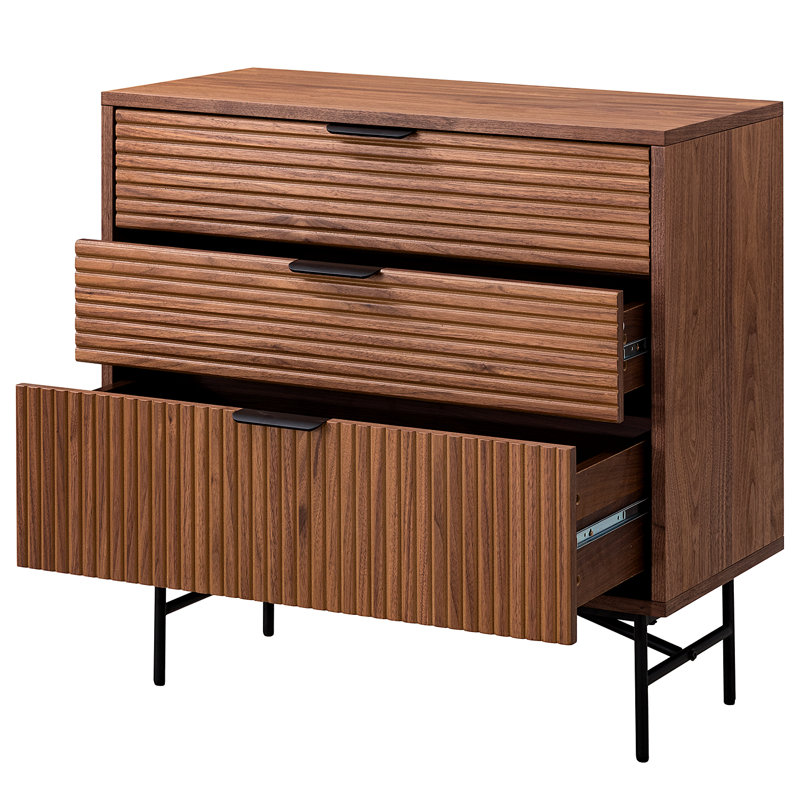 KNIVS Chest 3 drawers, walnut