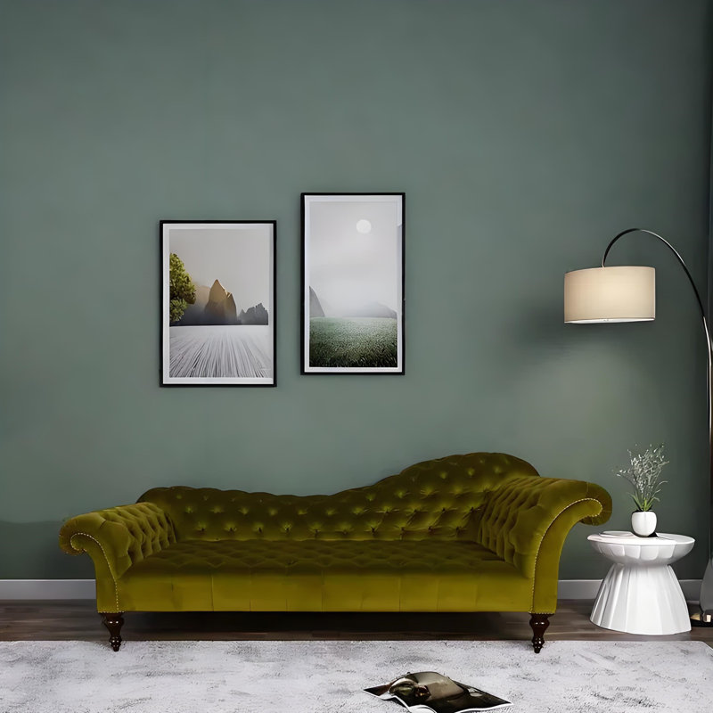 Chaise longue décontractée élégante et confortable, Orienté à droite, Vert gazon
