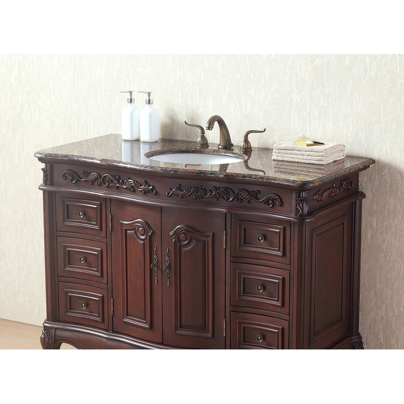 Brockington 48'' Single Bathroom Vanity with Granite Top