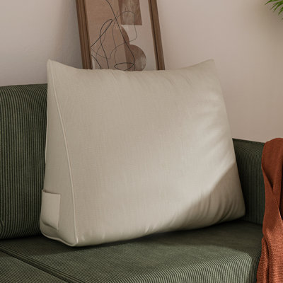 Cotton Linen Sofa Back Support Wedge Pillow Decorative Bed Throw Pillow, Beige Compression