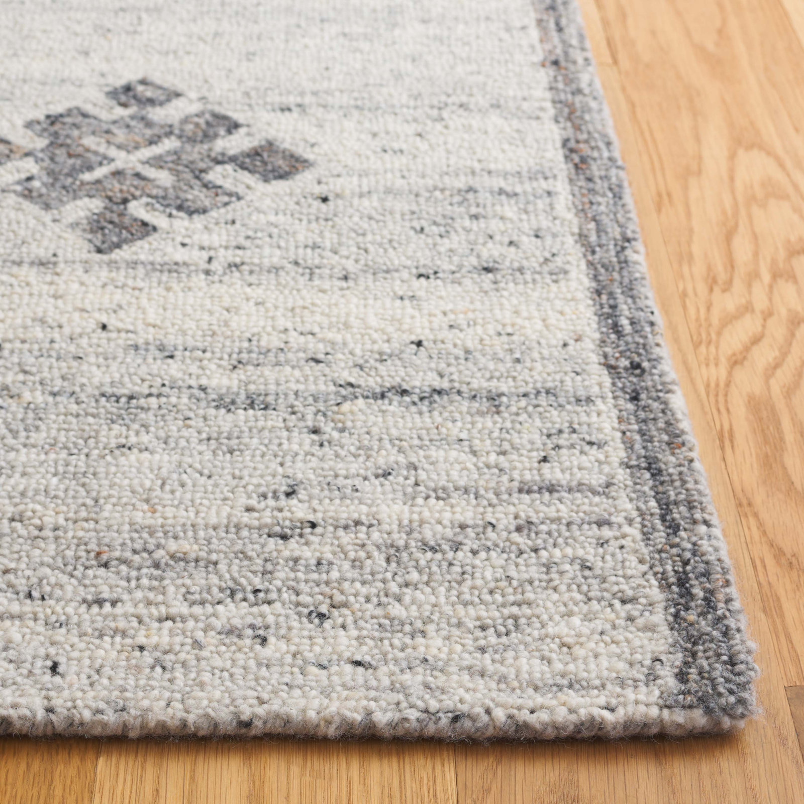 Jax Gray Hand-Woven Flatweave Wool Rug, Square 6'