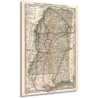" 1888 Wall Map Of Mississippi "