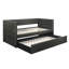 Lit de jour en tissu gris foncé avec couchette et structure en bois