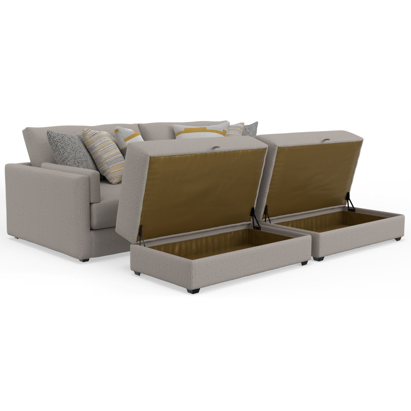 Trevor 2-piece Extra Deep Oversized Sofa With 2 Included Storage Cocktail Ottoman, Gray Polyester