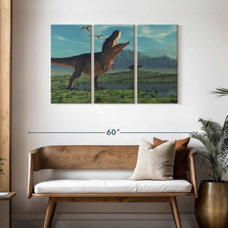 Dinosaures de l'ère jurassique Brampt, H 28 po x l 45 po