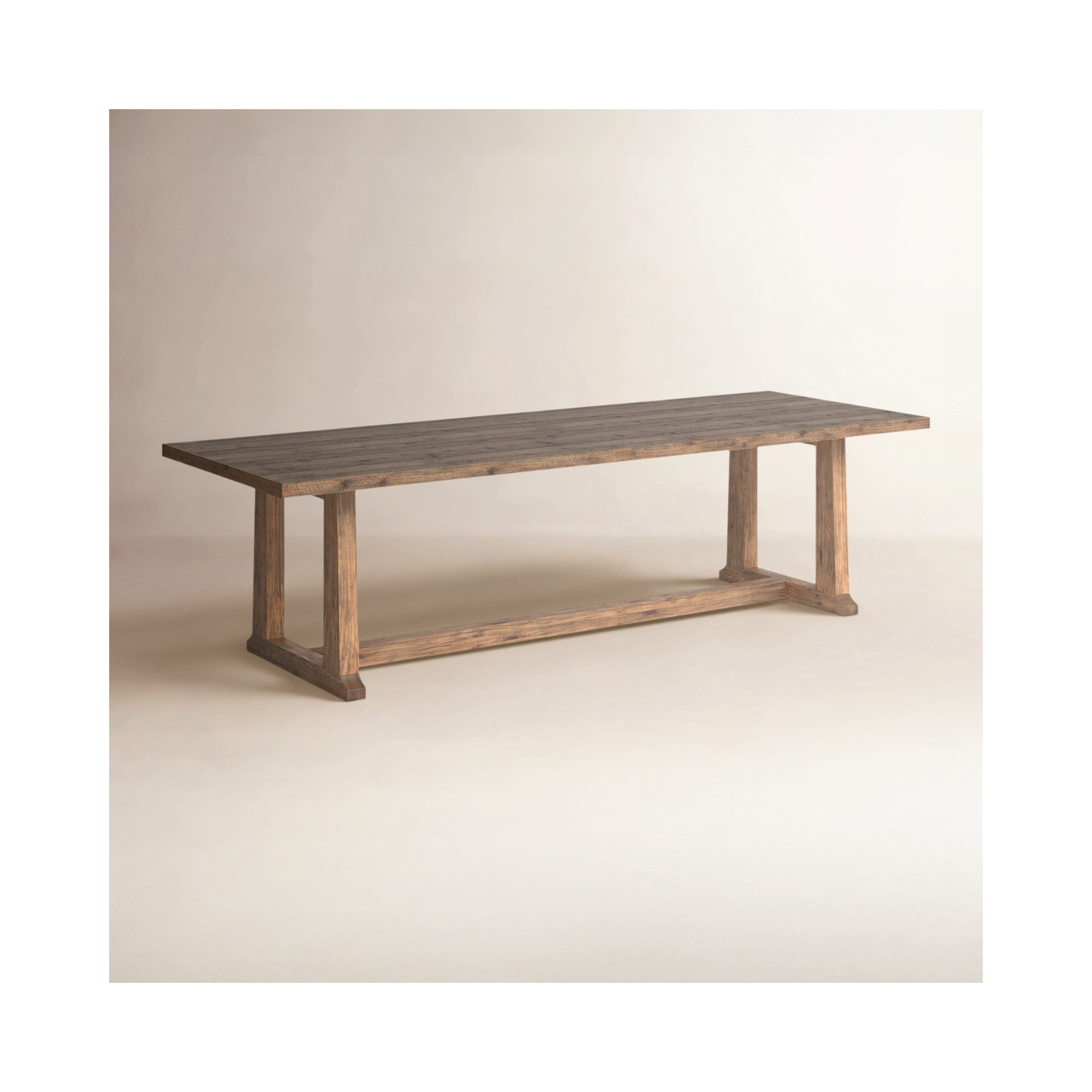 Daila Dining Table, Waxed Pine, 30" H x 39.25" W x 110" L