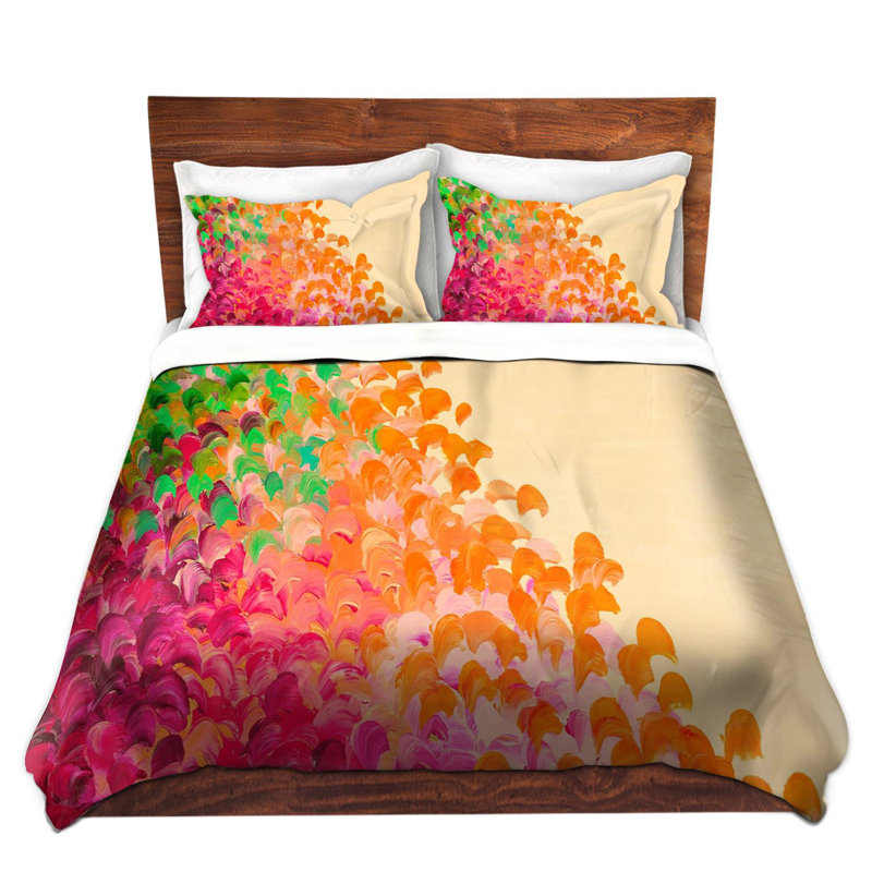  Ensemble de housse de couette Autumn Infusion, 1 housse simple + 1 taie standard, Rose/vert/fushia